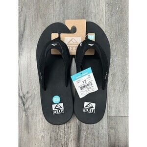 Reef Fanning Bottle Opener  Sandals T Post Strap Flip Flop Black Mens US 12